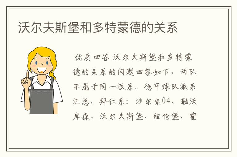 沃尔夫斯堡和多特蒙德的关系