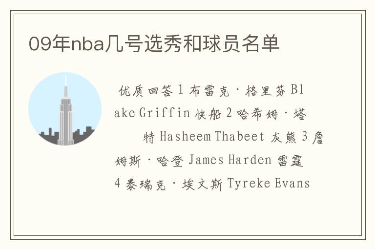 09年nba几号选秀和球员名单