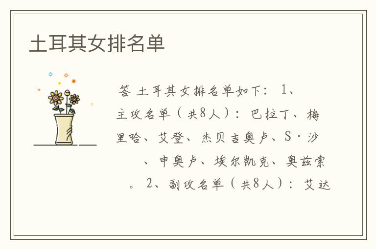 土耳其女排名单