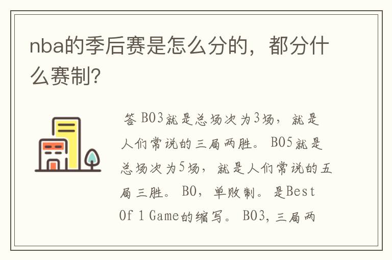nba的季后赛是怎么分的,都分什么赛制?