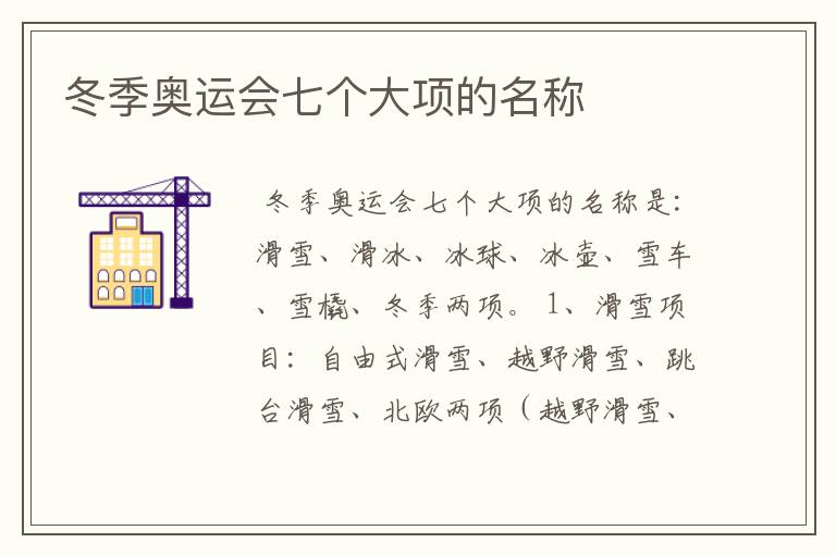 冬季奥运会七个大项的名称