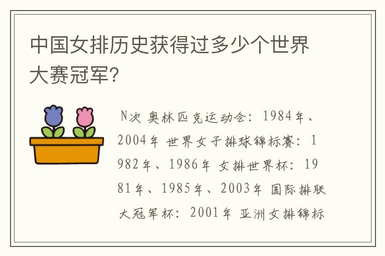 中国女排历史获得过多少个世界大赛冠军?