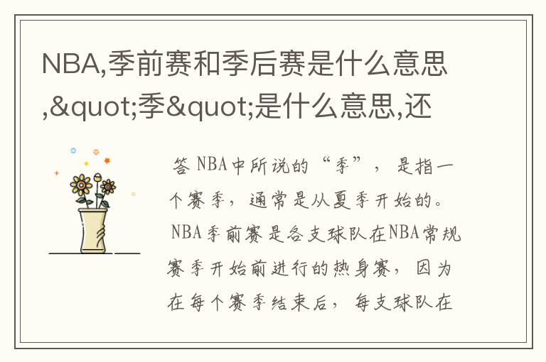 NBA,季前赛和季后赛是什么意思,"季"是什么意思,还有什么赛