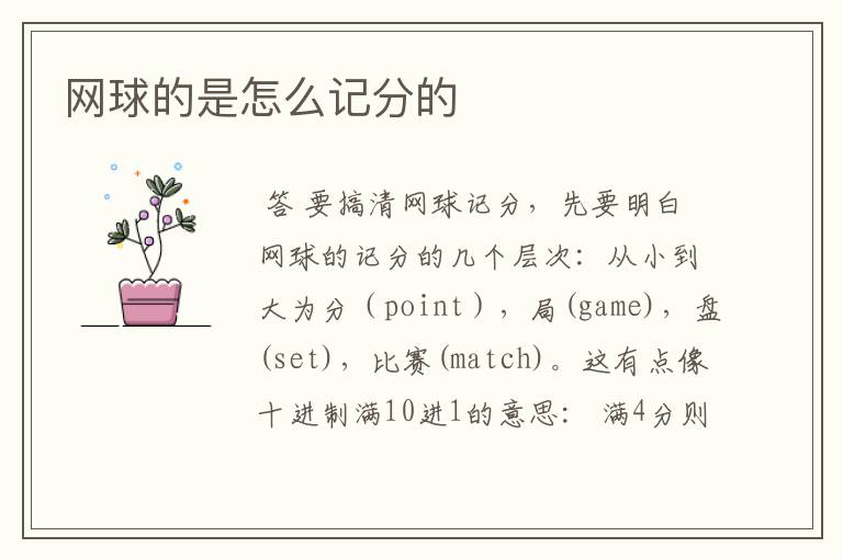 网球的是怎么记分的