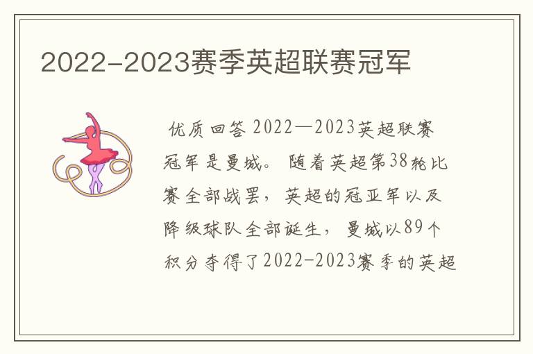 2022-2023赛季英超联赛冠军