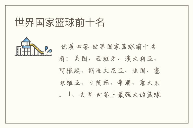 世界国家篮球前十名