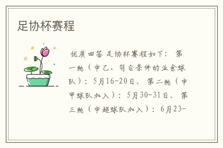 足协杯赛程