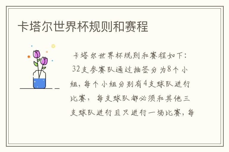 卡塔尔世界杯规则和赛程