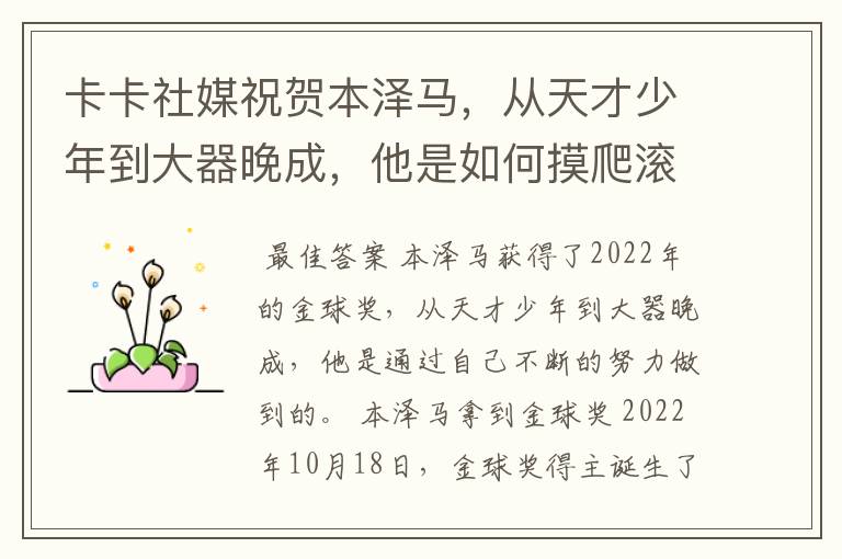 卡卡社媒祝贺本泽马,从天才少年到大器晚成,他是如何摸爬滚打过来的?
