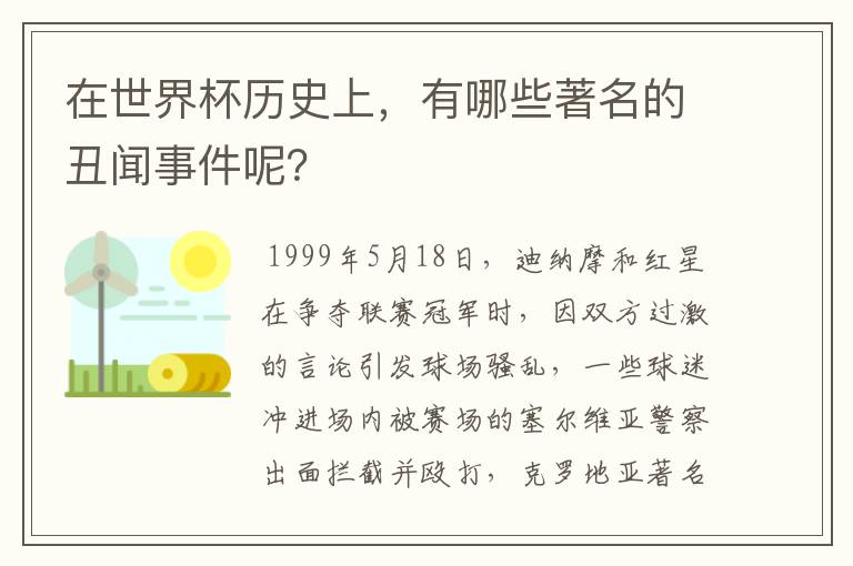 在世界杯历史上,有哪些著名的丑闻事件呢?