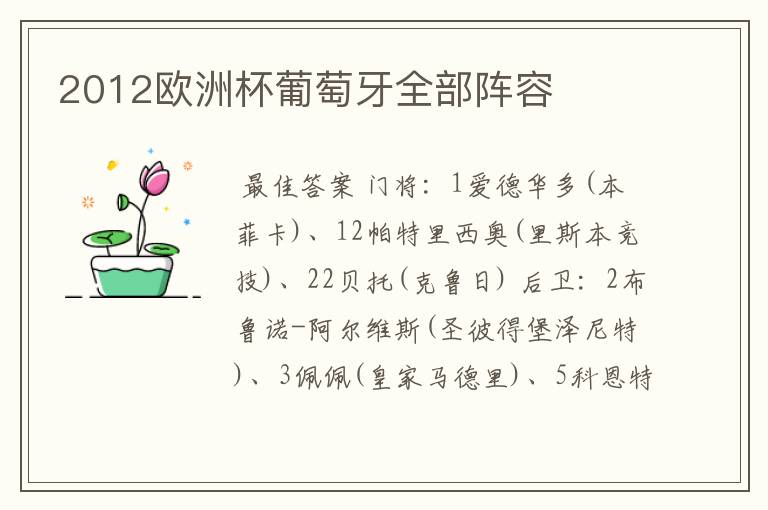 2012欧洲杯葡萄牙全部阵容