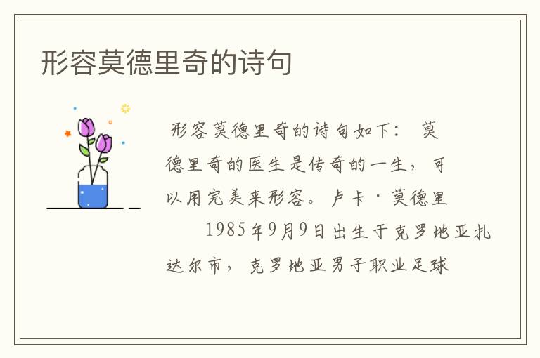 形容莫德里奇的诗句