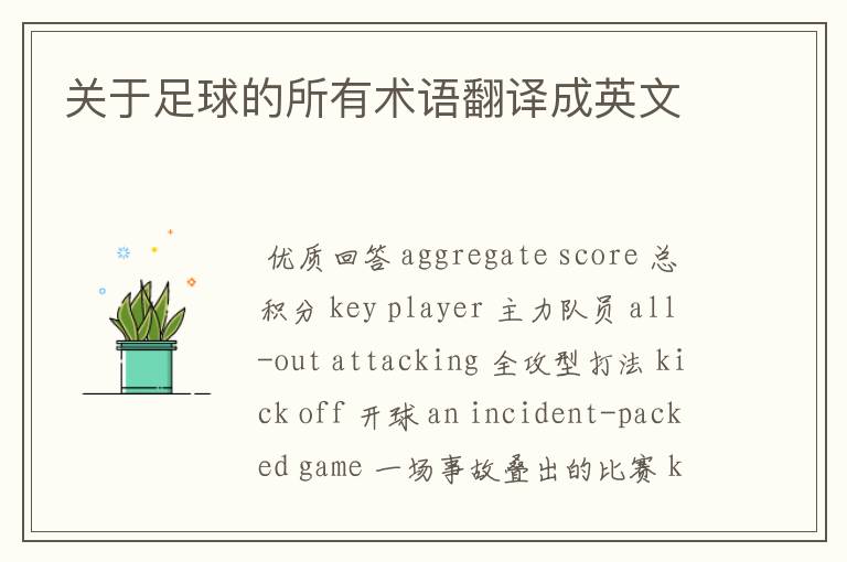 关于足球的所有术语翻译成英文