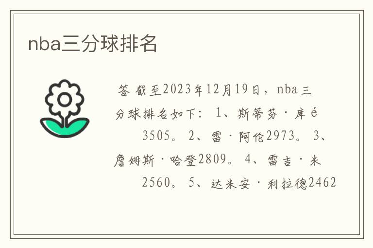 nba三分球排名