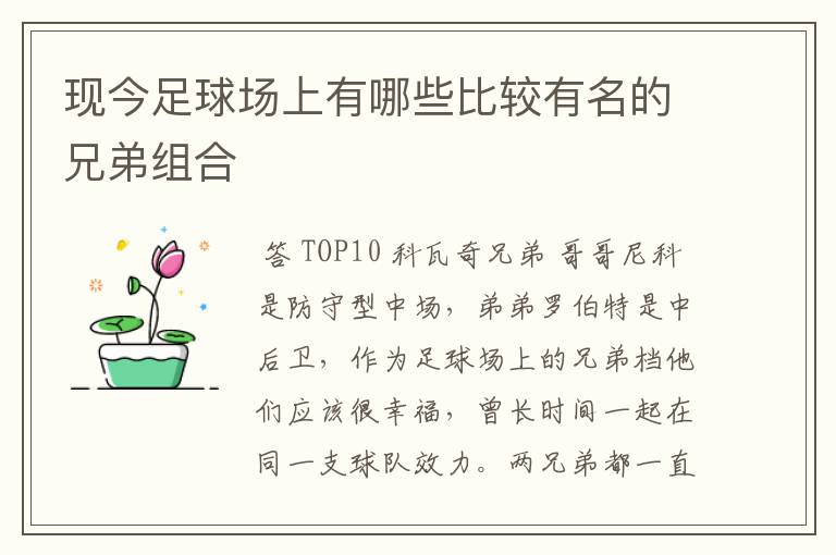 现今足球场上有哪些比较有名的兄弟组合