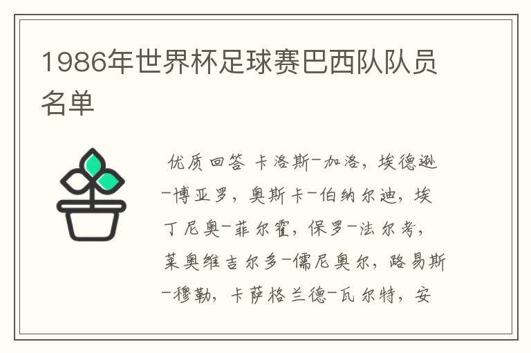 1986年世界杯足球赛巴西队队员名单