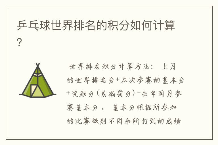 乒乓球世界排名的积分如何计算?