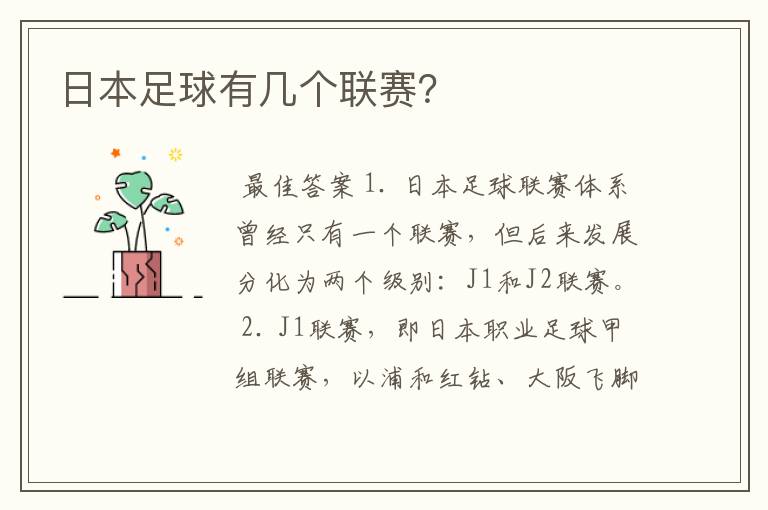 日本足球有几个联赛?