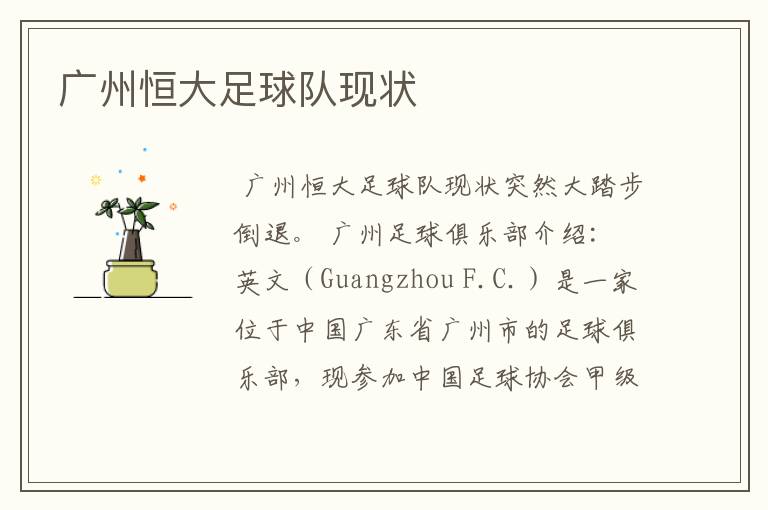 广州恒大足球队现状