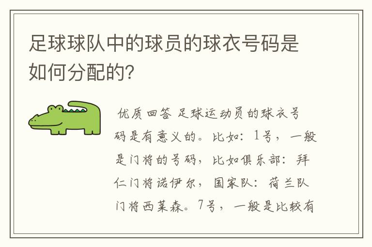 足球球队中的球员的球衣号码是如何分配的?
