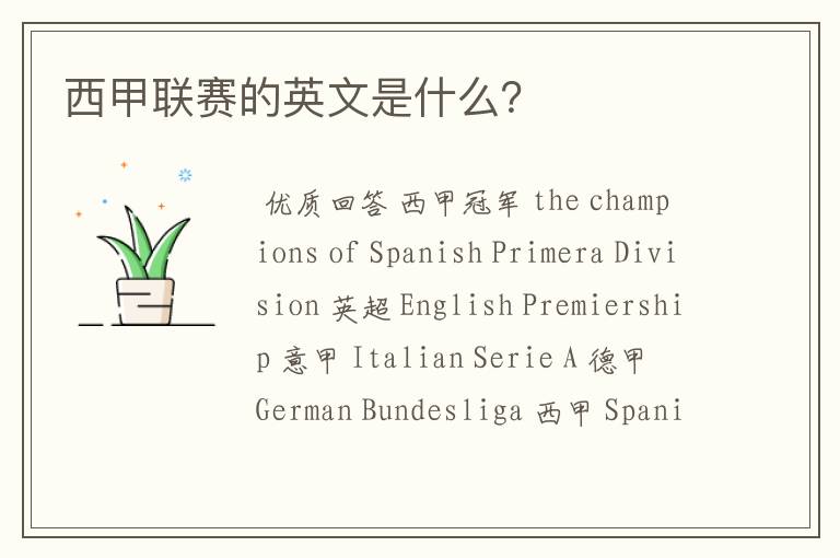 西甲联赛的英文是什么？