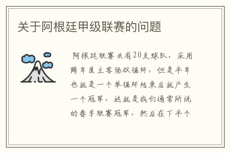 关于阿根廷甲级联赛的问题