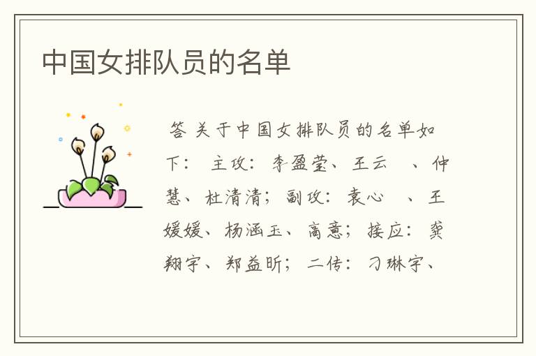 中国女排队员的名单
