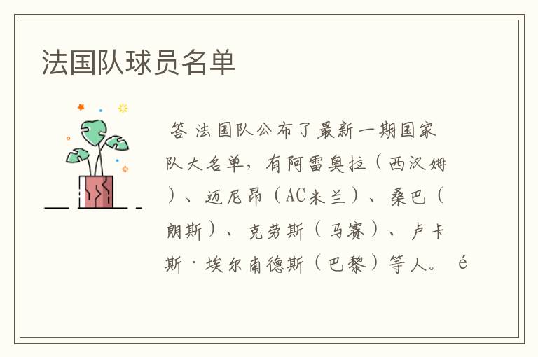 法国队球员名单