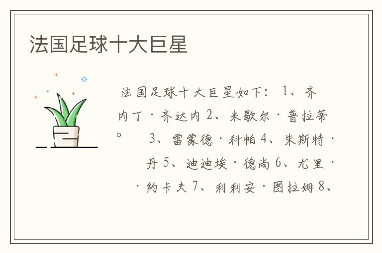 法国足球十大巨星