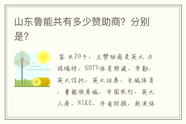 山东鲁能共有多少赞助商?分别是?