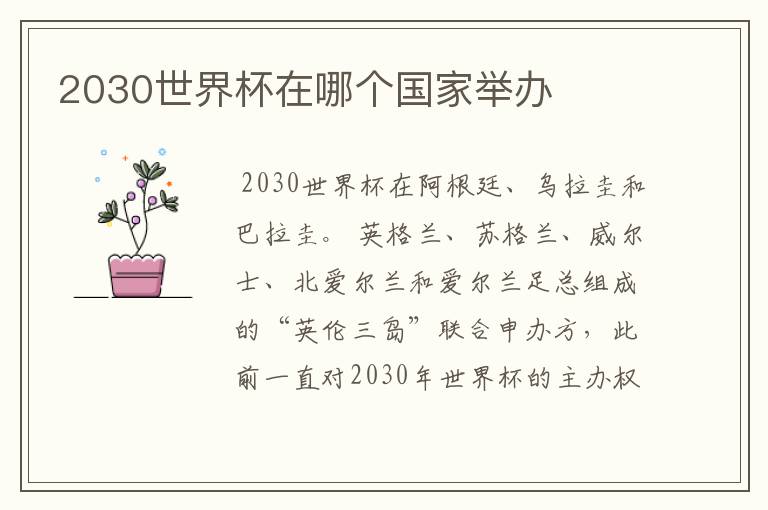 2030世界杯在哪个国家举办