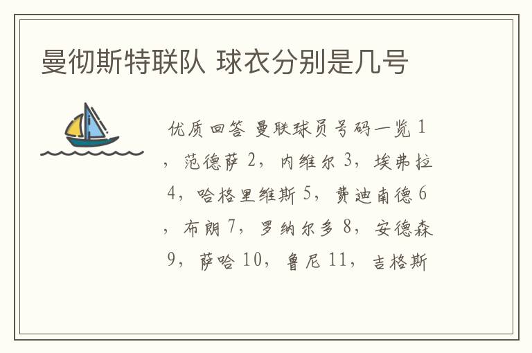 曼彻斯特联队 球衣分别是几号