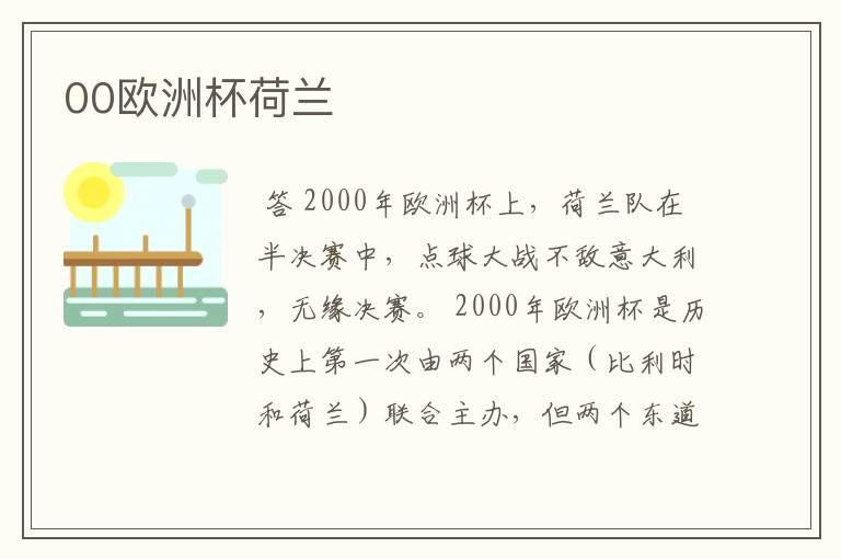 00欧洲杯荷兰