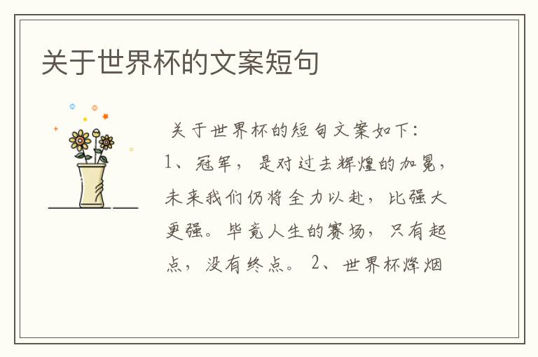 关于世界杯的文案短句