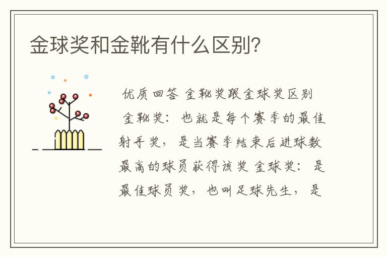 金球奖和金靴有什么区别?