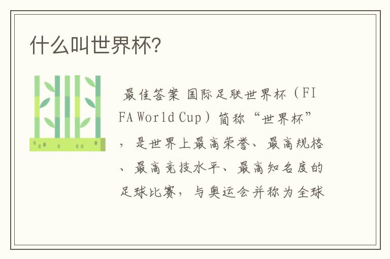 什么叫世界杯?