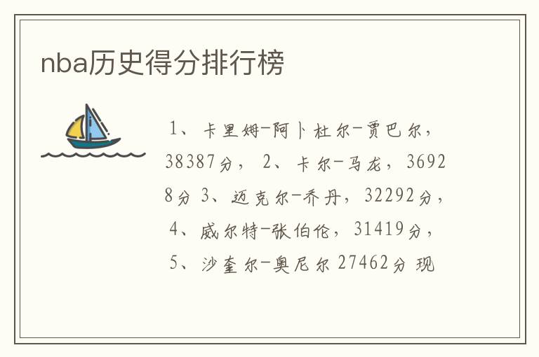nba历史得分排行榜