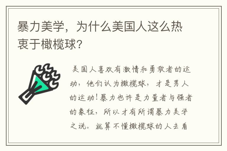 暴力美学,为什么美国人这么热衷于橄榄球?