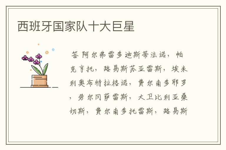 西班牙国家队十大巨星