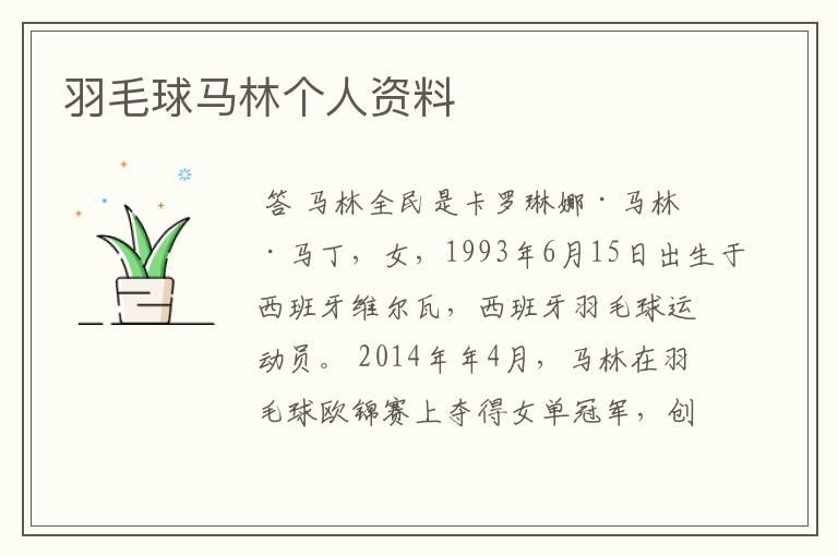 羽毛球马林个人资料