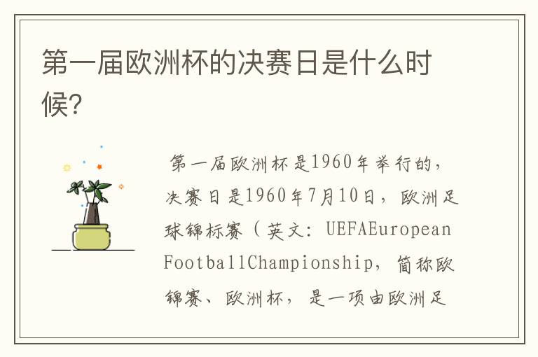 第一届欧洲杯的决赛日是什么时候?
