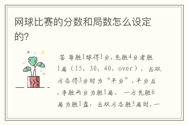 网球比赛的分数和局数怎么设定的?