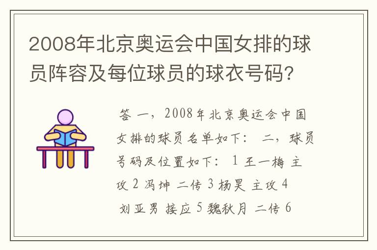 2008年北京奥运会中国女排的球员阵容及每位球员的球衣号码?