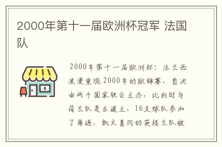 2000年第十一届欧洲杯冠军 法国队