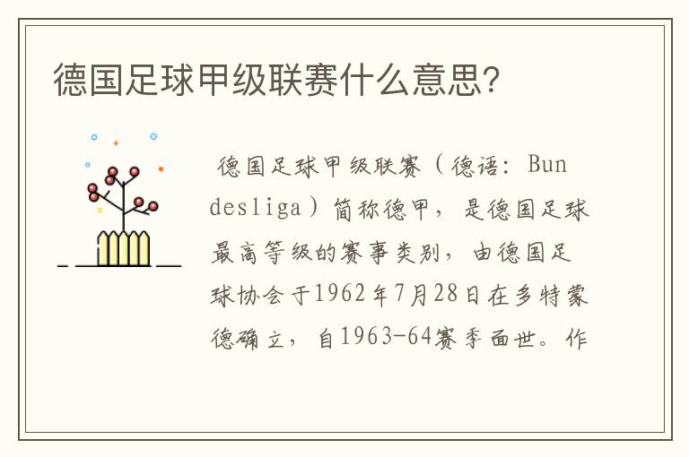 德国足球甲级联赛什么意思?