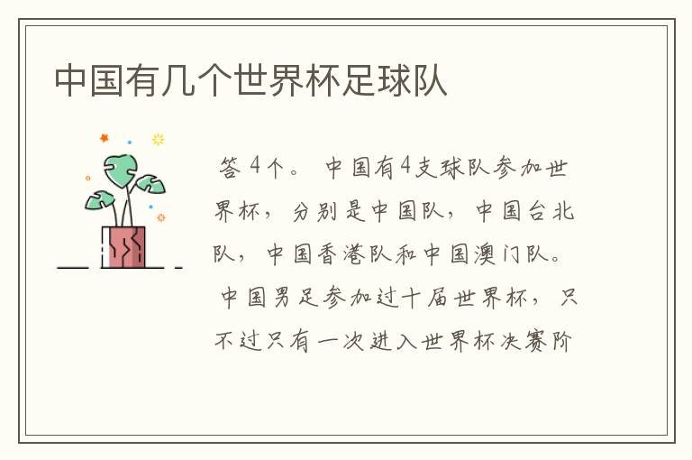 中国有几个世界杯足球队