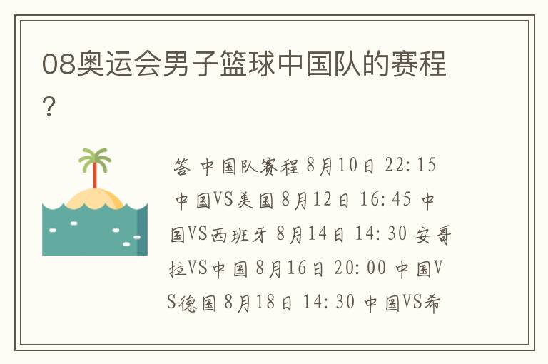 08奥运会男子篮球中国队的赛程?