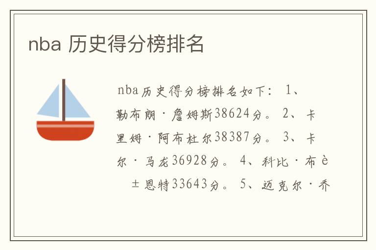 nba 历史得分榜排名