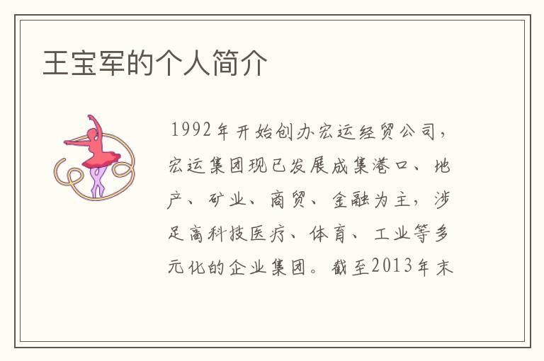 王宝军的个人简介