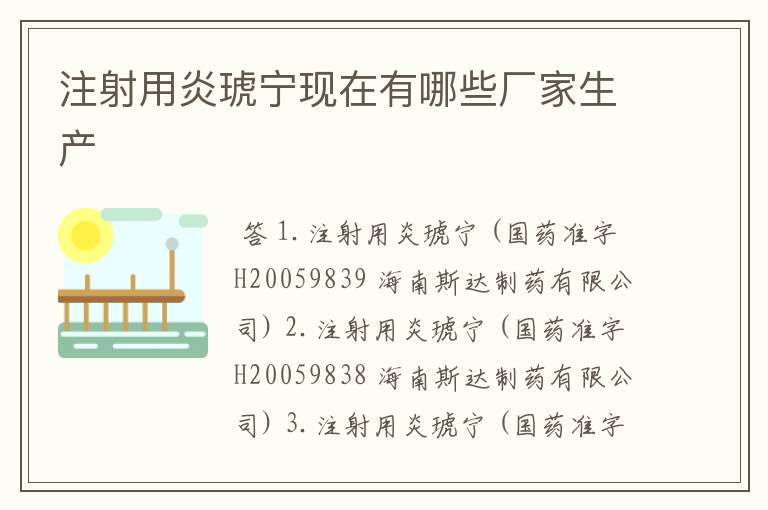 注射用炎琥宁现在有哪些厂家生产